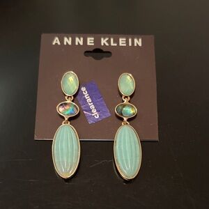 Anne Klein Aqua and Gold-Tone Statement Earrings